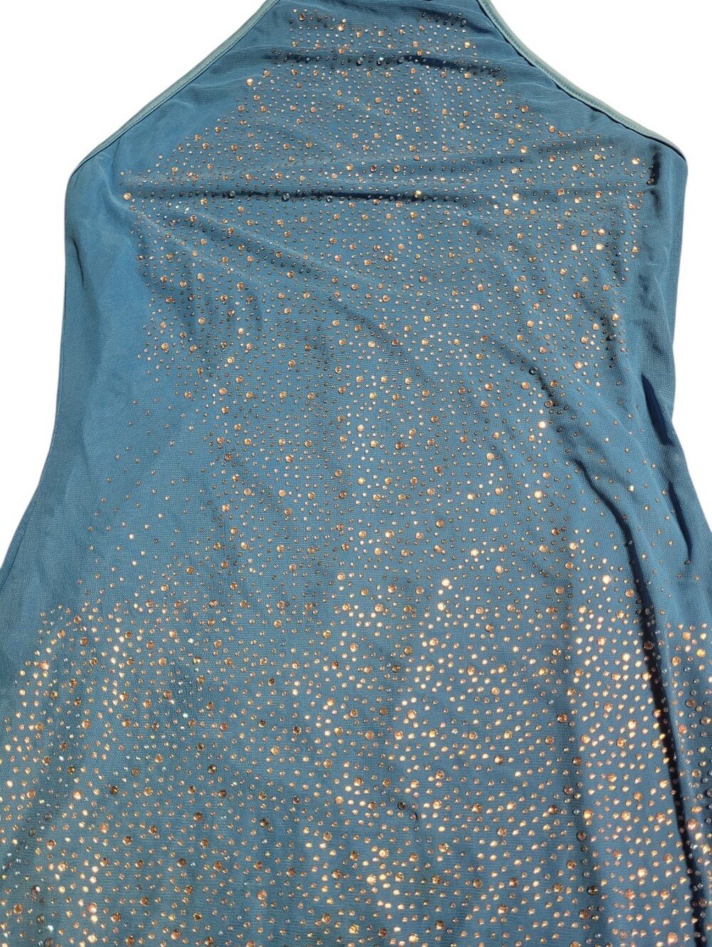 Teal Halter Tank Top with Rhinestone Embellishment - Picture 4 of 5